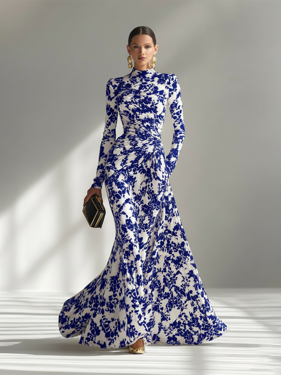 Abito avvolgente in misto stretch a righe bianche e nere da donna MDA1295K1AP