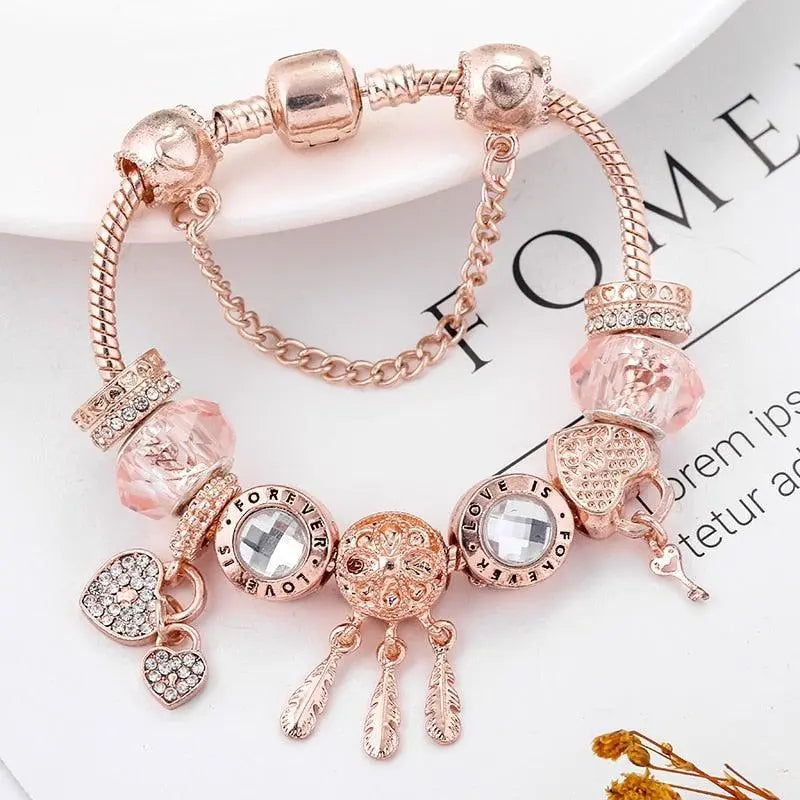 Bracciale Acchiappasogni Rose con Charms in Argento Sterling Inclusi
