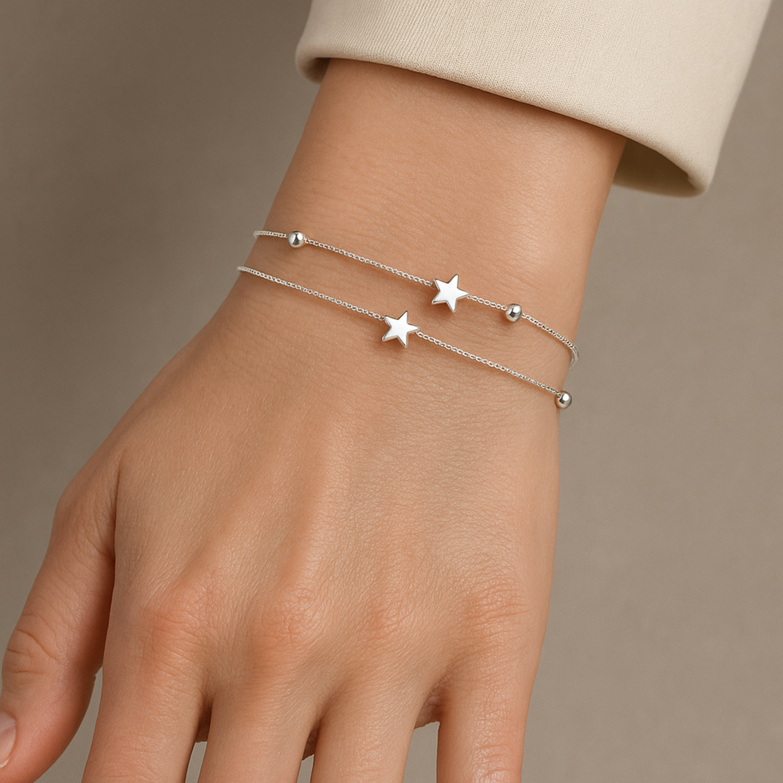Bracciale in argento con stelle