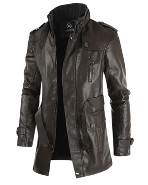 Elegant Long Leather Biker Jacket