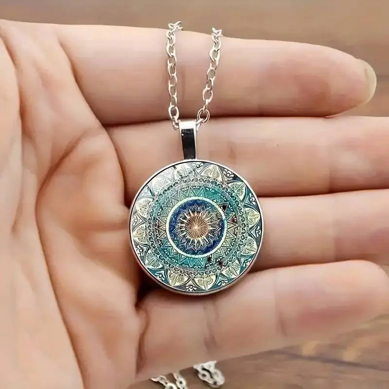 Collana Mandala Blu Rotonda Elegante