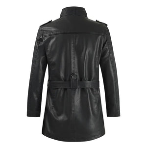 Elegant Long Leather Biker Jacket